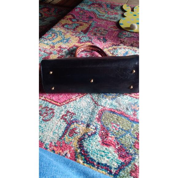 Brahmin Tuscan Collection Croc Black Leather Buckle Satchel Baguette - Picture 4 of 4